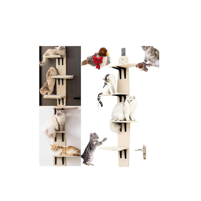 Door Hanging Cat Shelf, Over The Door Cat Perch & Climber, Multi-Level Door Hanging Cat Tree with Shelves, Climber Tower, Pet Jump Shelf, Cat Tree Door Hanger Mounted Shelves, Ladder (1PC)