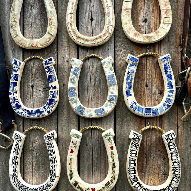 Horseshoe Mosaic, Equestrian Decor, Housewarming Gift, Horse Owner Gift, Wall Art Decor