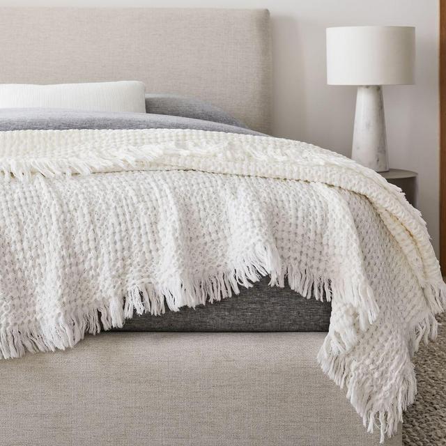 Waffle Bed Blanket, King, White