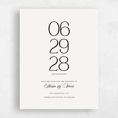 Light Oatmeal, Beige Wedding Save the Date - Grazio Portrait