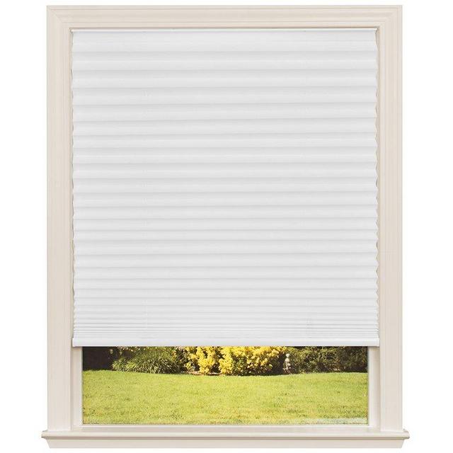 Easy Lift Trim-at-Home Cordless Pleated Light Filtering Fabric Shade White, 36 in x 64 in, (Fits windows 19"- 36")