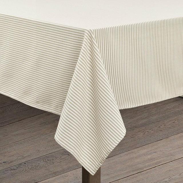 84" x 60" Cotton Farmhouse Ticking Stripe Tablecloth - Lush Décor