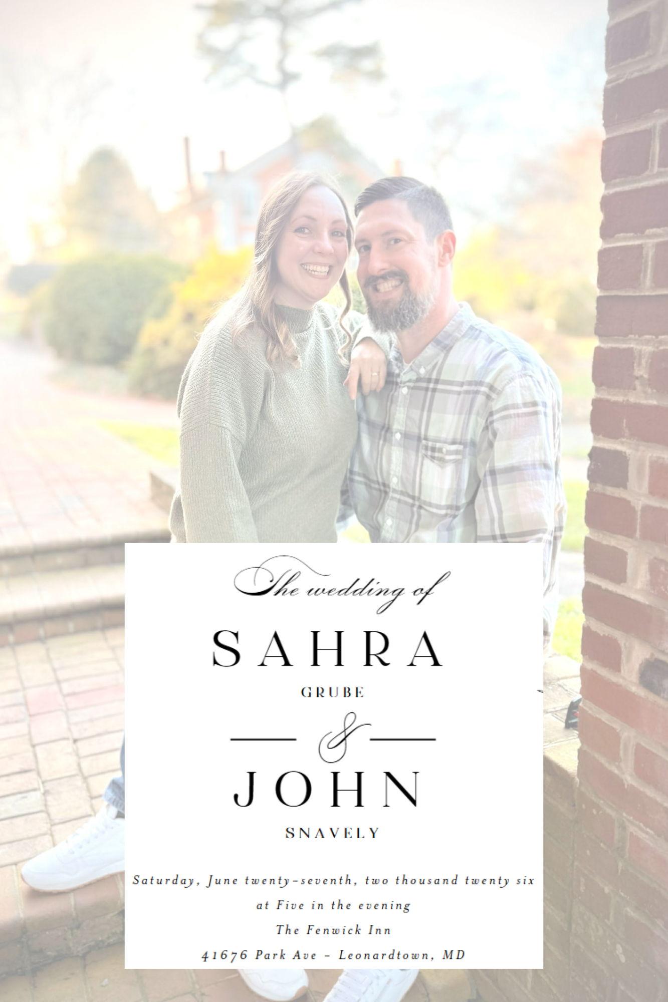 The Wedding Website of Sahra Grube and John Snavely