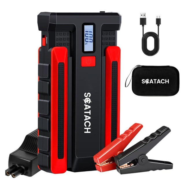 Scatach 002 4000A Car Battery Jump Starter,12V Jump Starter Battery Pack (up to 10.0L Gasoline and 8.0L Diesel Engine), Portable Jump Box with LED Display, 3 Modes Flashlight and Jumper Cable