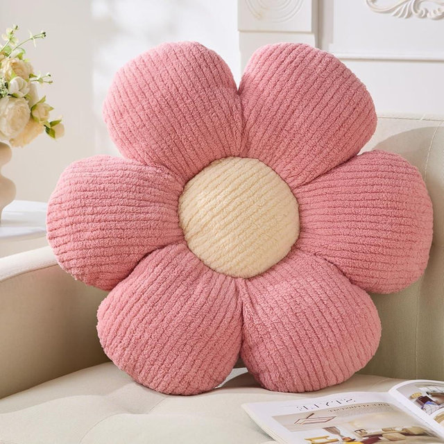 Vdoioe Pink Flower Pillow, Cute Daisy Pillow Flower Shaped Throw Pillow Cushion Seating 15.75" Flower PlushThrow Pillow Floor Pillows Home Decorative Pillows
