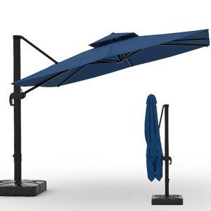 Garvee 10x10 ft Square Outdoor Umbrella Cantilever Patio Umbrella with 360 Rotation Adjustable Height Heavy Duty Aluminum Umbrella Outdoor Patio for Garden Poolside Base Included