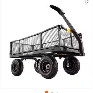 900 lb. Heavy-Duty Steel Utility Garden Cart, 4 cu. ft. Capacity, 10 in. Pneumatic Tires, 2-in-1 Pull or Tow Handle