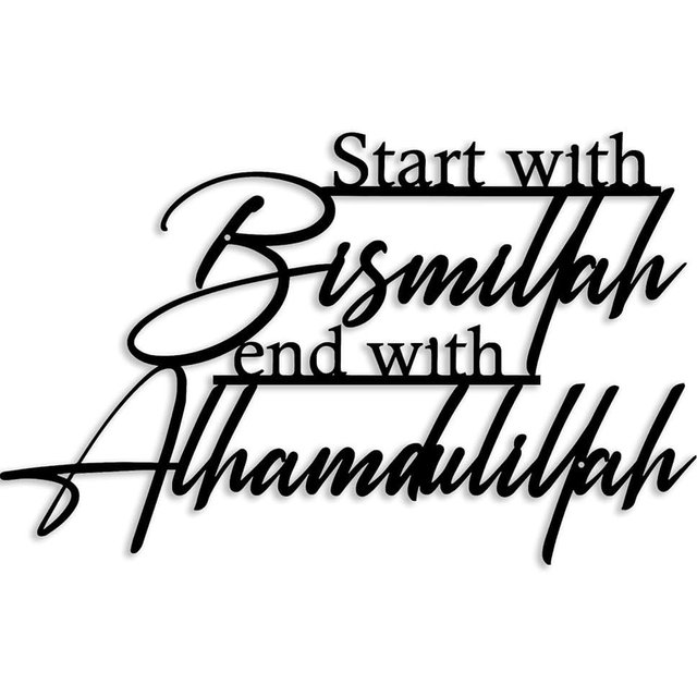 Metal Islamic Wall Art Ayatul Kursi Wall Decor Ramadan Decorations Muslim Gifts Bismillah Wall Decor Allah Wall Hanging for Living Room Bathroom Home Office (Black 17in x10.7in)