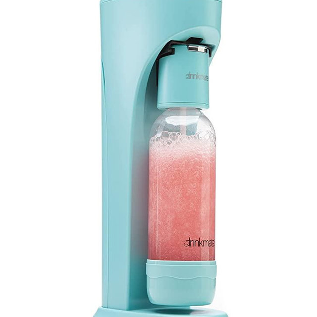 DrinkMate Sparkling Water and Soda Maker, Carbonates Any Drink Without Diluting It, CO2 Cylinder Not Included (Arctic Blue)