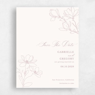Beige Wedding Save the Date - Magnolia Portrait