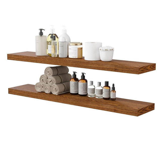 BAMEOS Floating Shelves,40 in W x 8in D Wall Mounted Wooden Shelves with Invisible Brackets Set of 2, Hanging Wall Shelves Decoration for Bedroom, Bathroom, Living Room and Kitchen