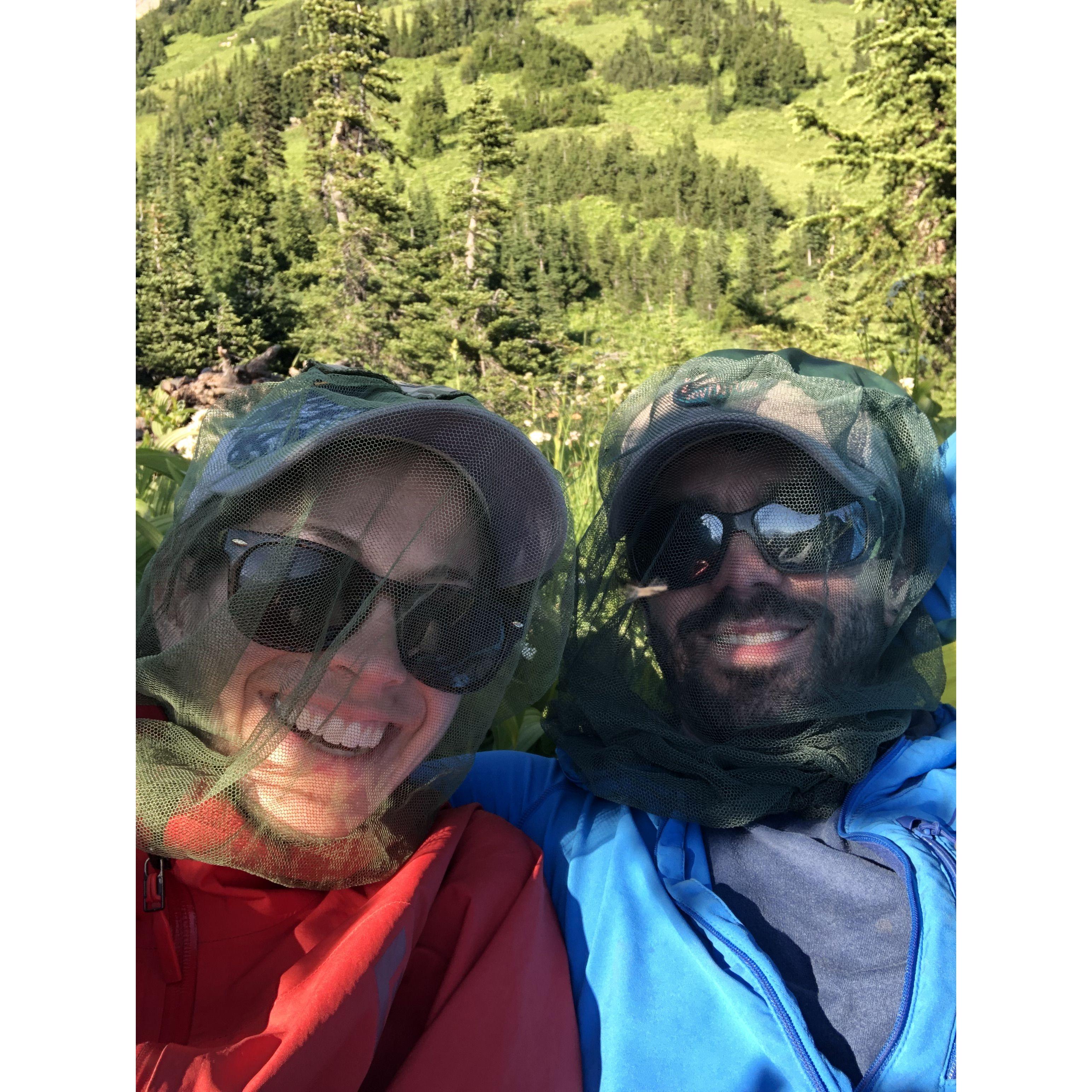 Bug net selfie in Glacier Peak Wilderness in WA.
