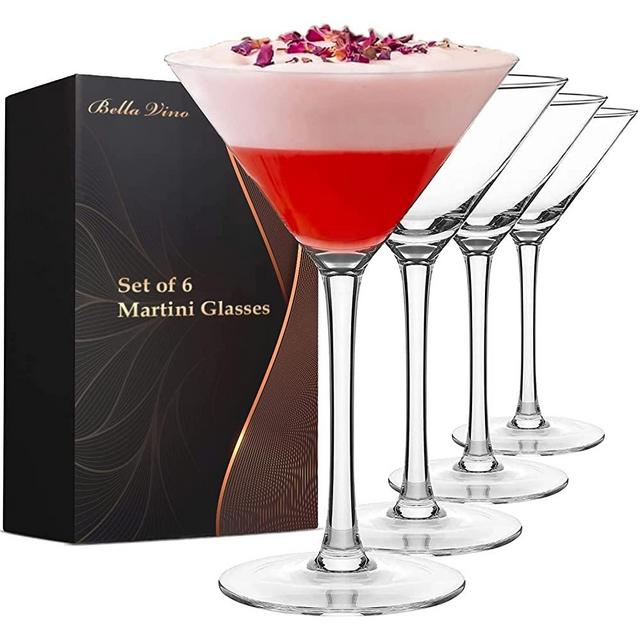 Set of 6 Martini Sake Sets Cosmopolitan Glasses Margarita Glasses, Whiskey, Gin, Tequila, Tall Martini Glasses Bar Drinking Glasses Goblet Gift Set