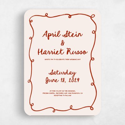 Red Rounded Wedding Invitation - Fairuza Portrait