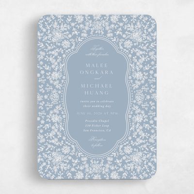 Blue Rounded Wedding Invitation - Justine Portrait