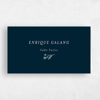 Darkest Teal, Blue Wedding Place Card - Miette