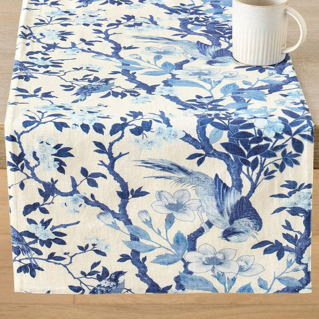 Nola Cotton/Linen Table Runner - Blue