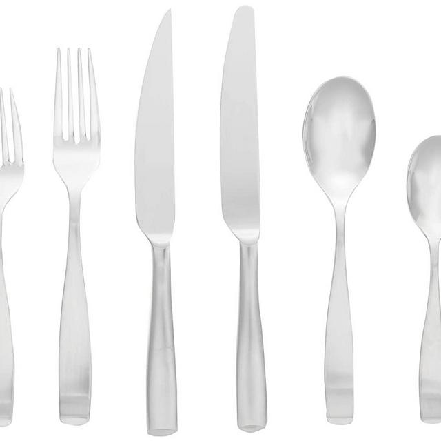 Mikasa Satin Loft 75-Piece 18/10 Stainless Steel Flatware Set with Serving Utensil Set, Service for 12