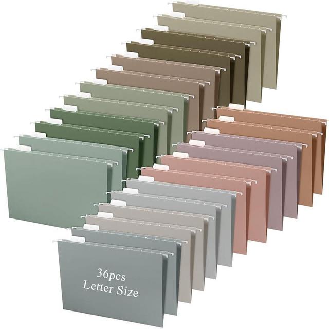 Yaomiao 36 Pcs 11.6 x 9 Inches Hanging File Folders Letter Size File Organizer Multicolor Hanging Folders with Tabs for Home Classroom Office School Supplies, 12 Colors (Morandi Color)