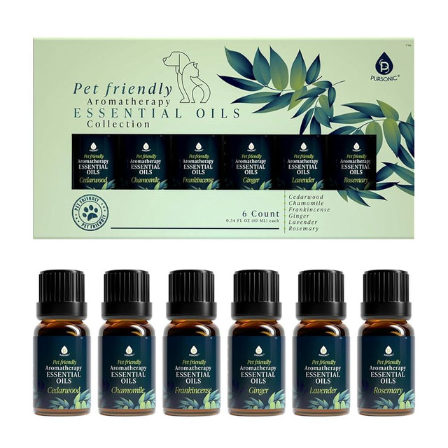 PURSONIC Pet Friendly Aromatherapy Essential Oils Collection, 6-Count - Safe for Dogs and Cats, Natural Relaxation and Stress Relief