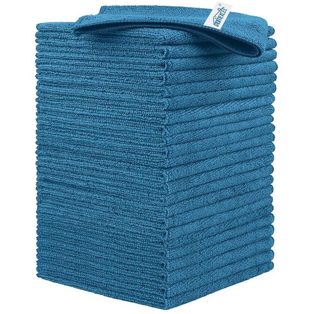 HOMEXCEL Navy Blue Microfiber Cleaning Cloth, 24 Pack Cleaning Towels for Kitchen, Lint Free, Scratch-Free, Highly Absorbent, and Reusable Cleaning Rags for House, Window, Cars, 11.5 X11.5 inch