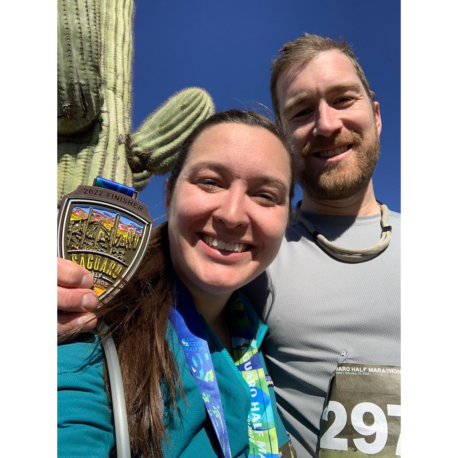 After Dave's concussion in 2021, we trained for and completed a half marathon. This is easily the best we looked that day.