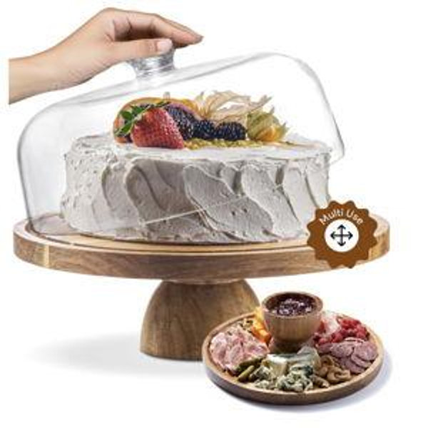 Acacia Wood Cake Stand with Lid