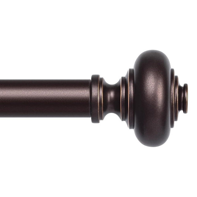 Bronze Curtain Rods for Windows 30 to 56 Inch, Decorative Heavy Duty Single-Side Adjustable 1'' Antique Brown Curtain Rod, Vintage Rustic Metal Drapery Pole for Farmhouse Bedroom Living Room