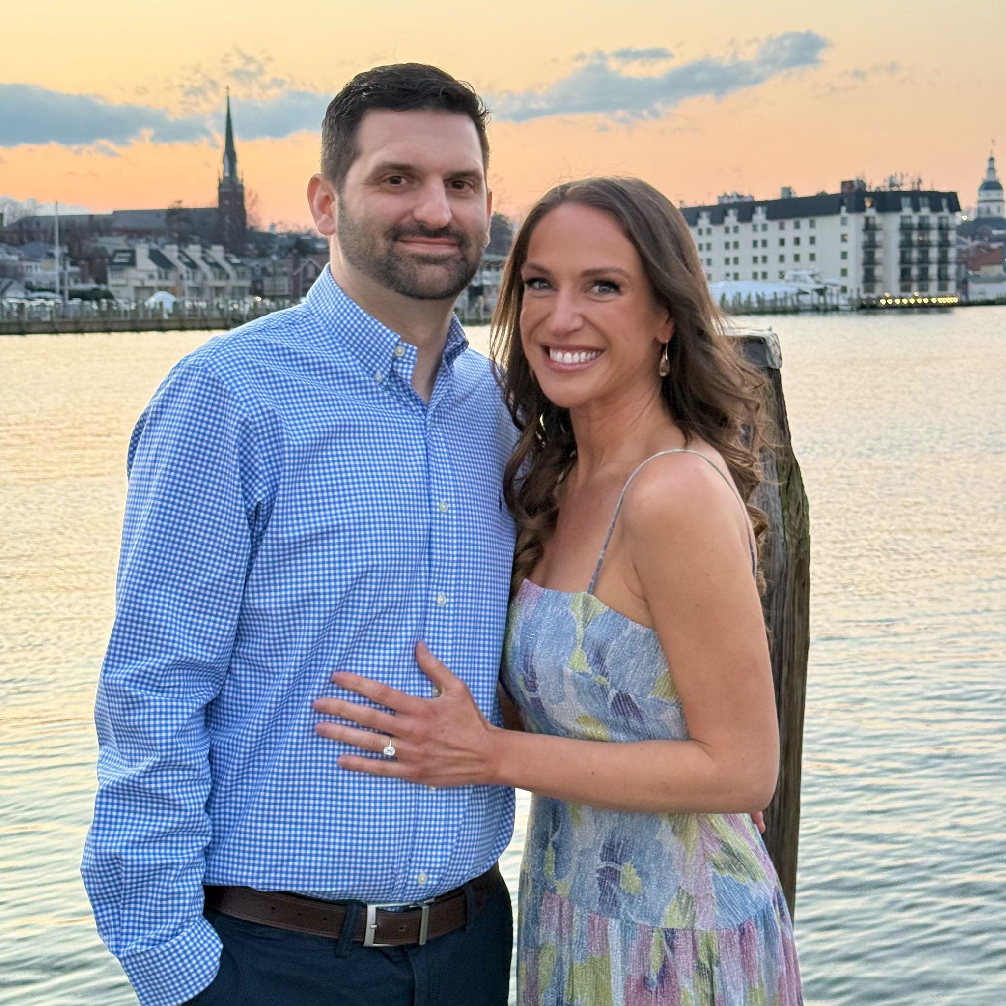 The night he proposed, on the water outside of Charthouse in Annapolis - 2/25/26