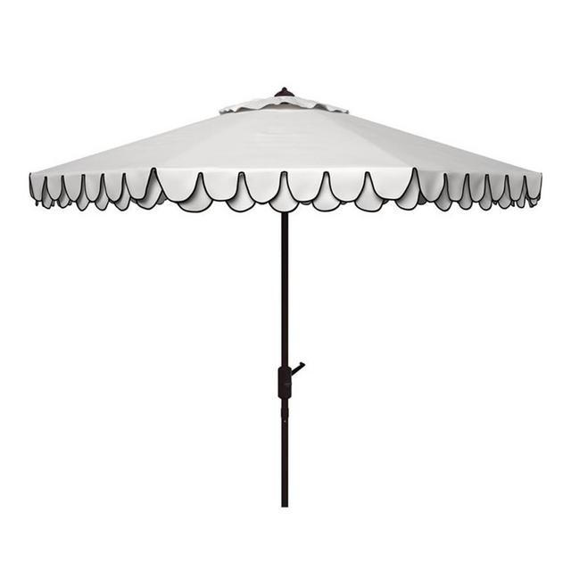 SAFAVIEH PAT8006A Outdoor Collection Elegant Valance Auto Tilt Umbrella, 9', Navy/White
