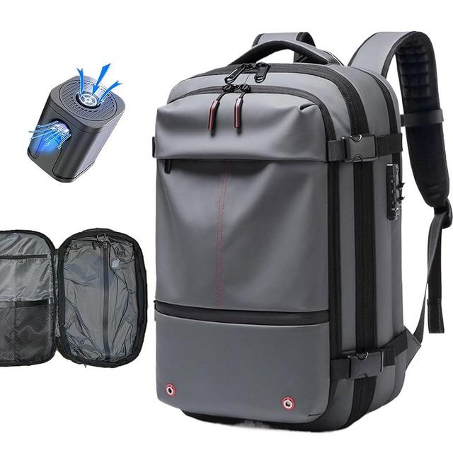 IKYWT Vacpack Backpack with Pump, Airback Backpack with Vacuum Seal Compression, 17”Laptop Vacuum Backpack Travel with TSA Lock