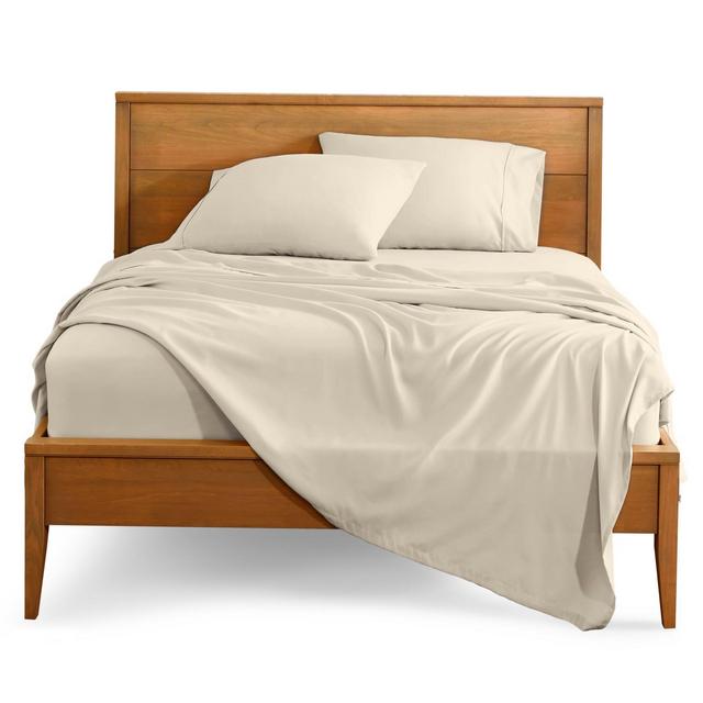California King Sand 4 Piece Ultra-Soft Double Brushed Sheet Set by Bare Home