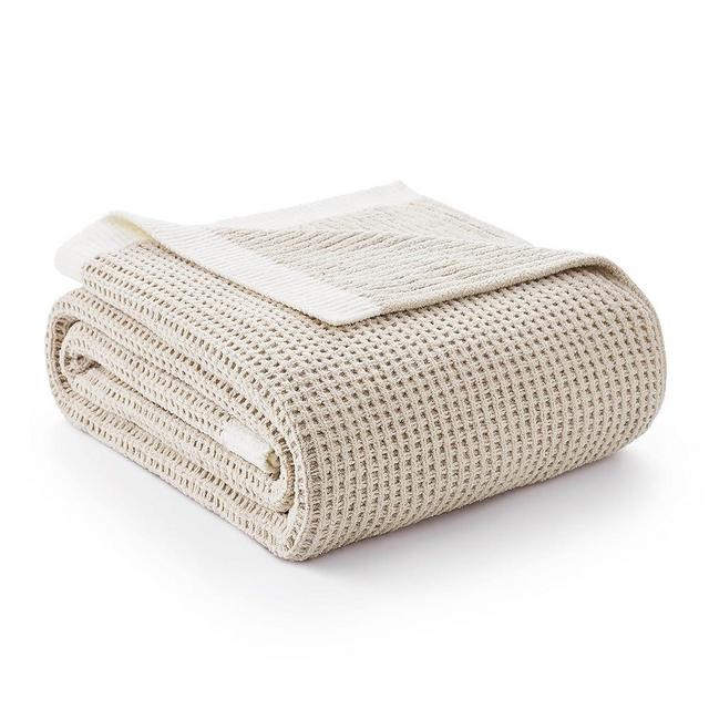 Amélie Home Chenille Waffle Throw Blanket for Couch, Reversible Soft Cozy Knit Blanket Lightweight Warm Decorative Throw for Sofa, Bed, Living Room, Beige, 50 x 60 inch