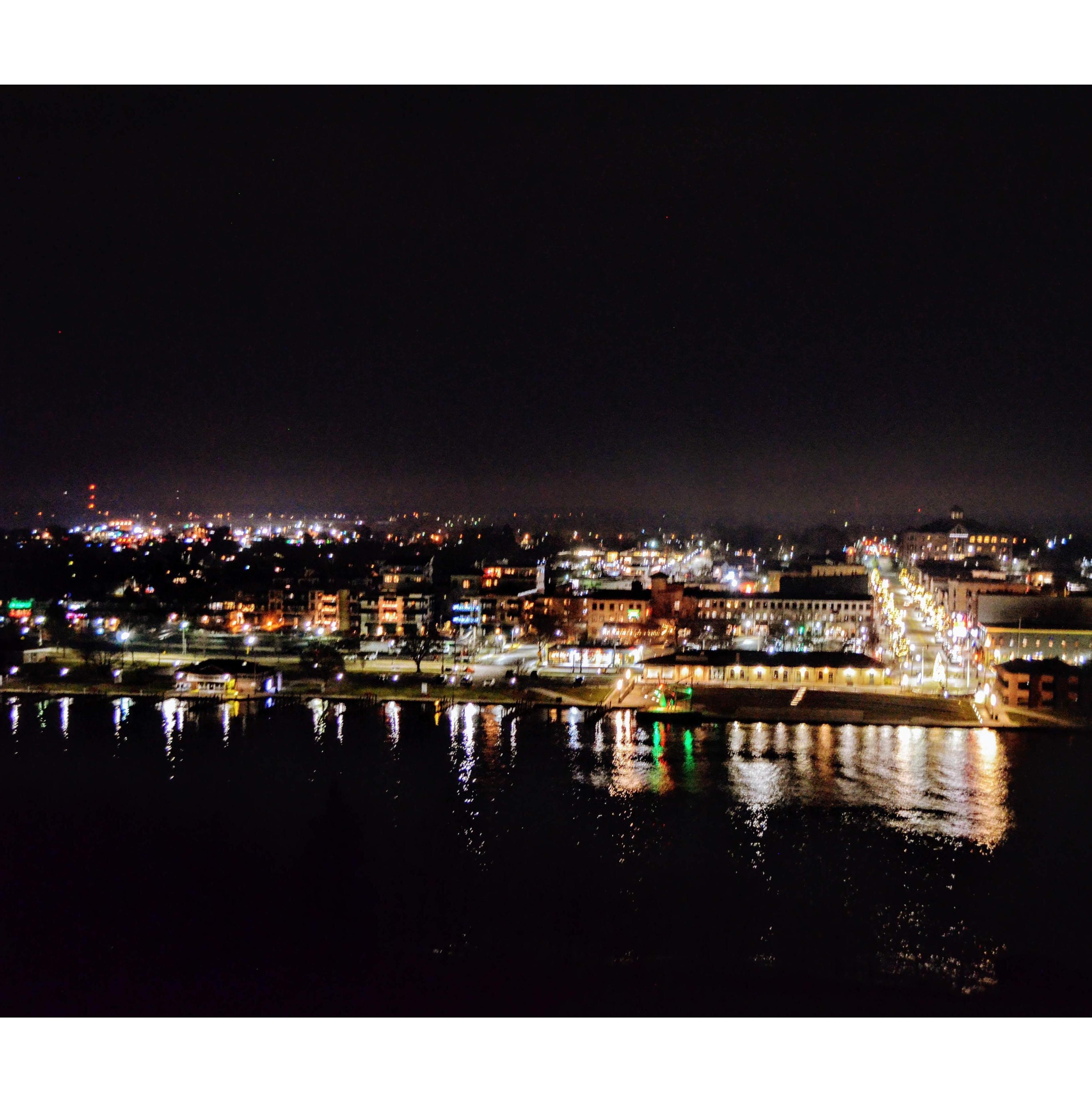 The nightscape of Grand Haven from where we had our first date :)