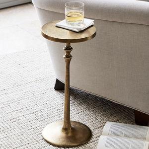 Round Metal Drink Table (9.5") - Antique Brass