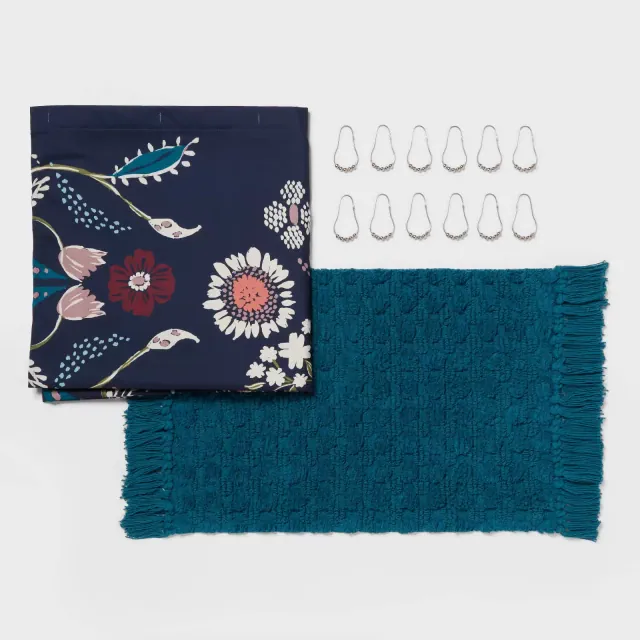 14pc Leap Kala Floral Shower Bundle Set Navy - Threshold™