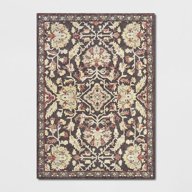 5'x7' Duffield Chenille Tapestry Persian Floral Woven Area Rug Red - Threshold™