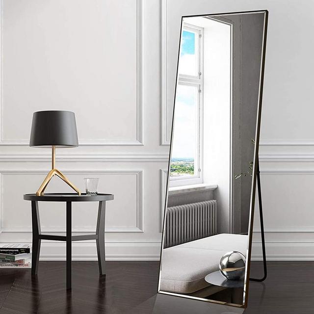 BEAUTYPEAK Full Length Mirror 20" x 60" Standing Hanging or Leaning Against Wall Large Rectangle Floor Mirrors Body Dressing Wall-Mounted for Living Room, Bedroom Home Decor, Black