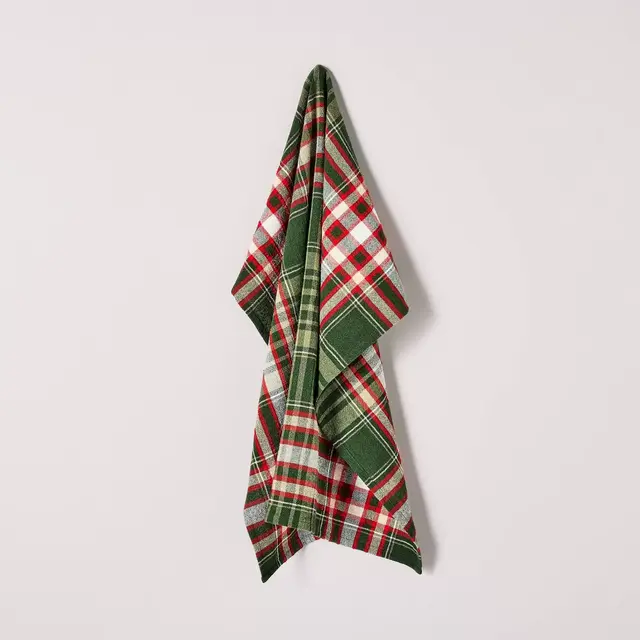 Christmas Plaid Flour Sack Kitchen Towel Dark Green/Red - Hearth & Hand™ with Magnolia