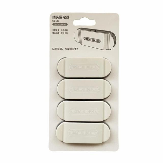 4pcs/lot Nail-free Power Cord Storage Rack Wall Storage Hooks Kitchen Plug Hook Adhesive Hooks Power Plug Socket Hanger Holder