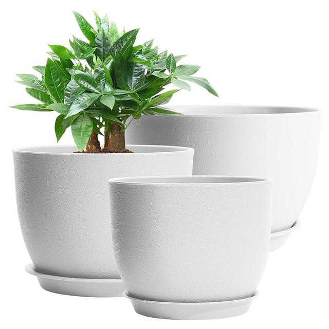 GARDIFE 12/10/9 inch Plant pots, Plastic Large planters for Indoor Plants, Flower pots, White