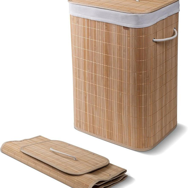 CleverMade Natural Bamboo Hamper LUXE, Single Hamper - 19 Gal (72L) Bamboo Laundry Hamper with Lid and Removable Machine Washable Laundry Bag - Holds 2 Loads and 30 Lbs.