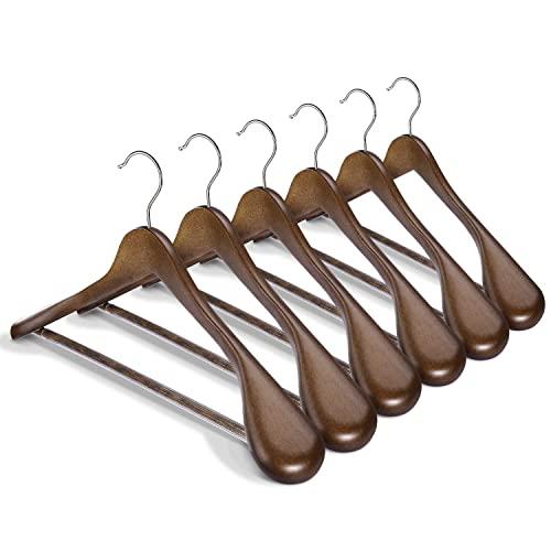 Heavy Duty Wooden Wood Clothes Hangers Walnut Coat Suit Dress