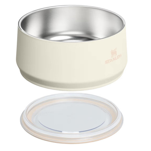 STANLEY Pet Bowl | 6-Cup (48 oz) Insulated Stainless Steel Dog & Cat Bowl | Splash-Resistant Lid | Dishwasher Safe | BPA-Free | Cream