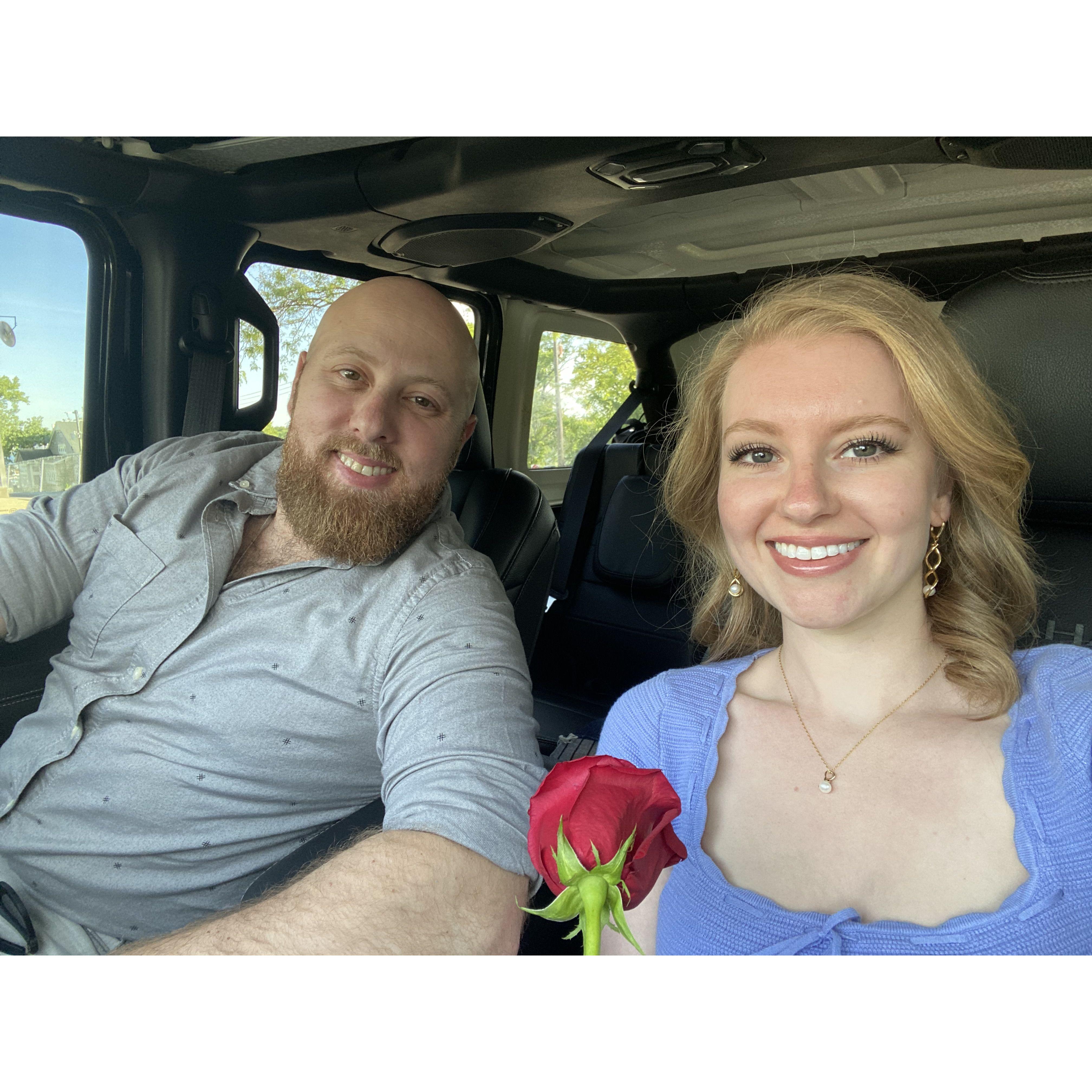 Heading to dinner on our 1 year anniversary.