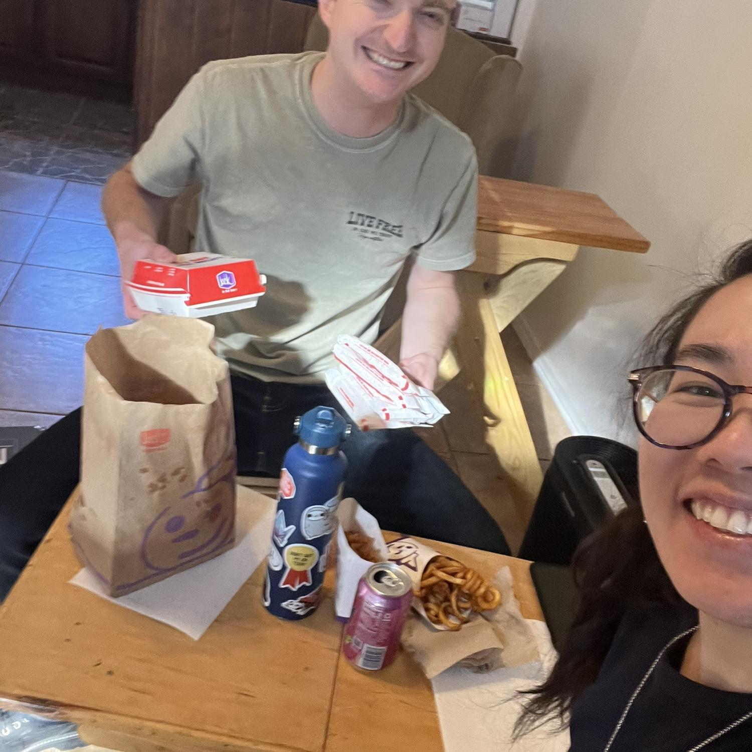 January 2025: Our first meal together in our house heh