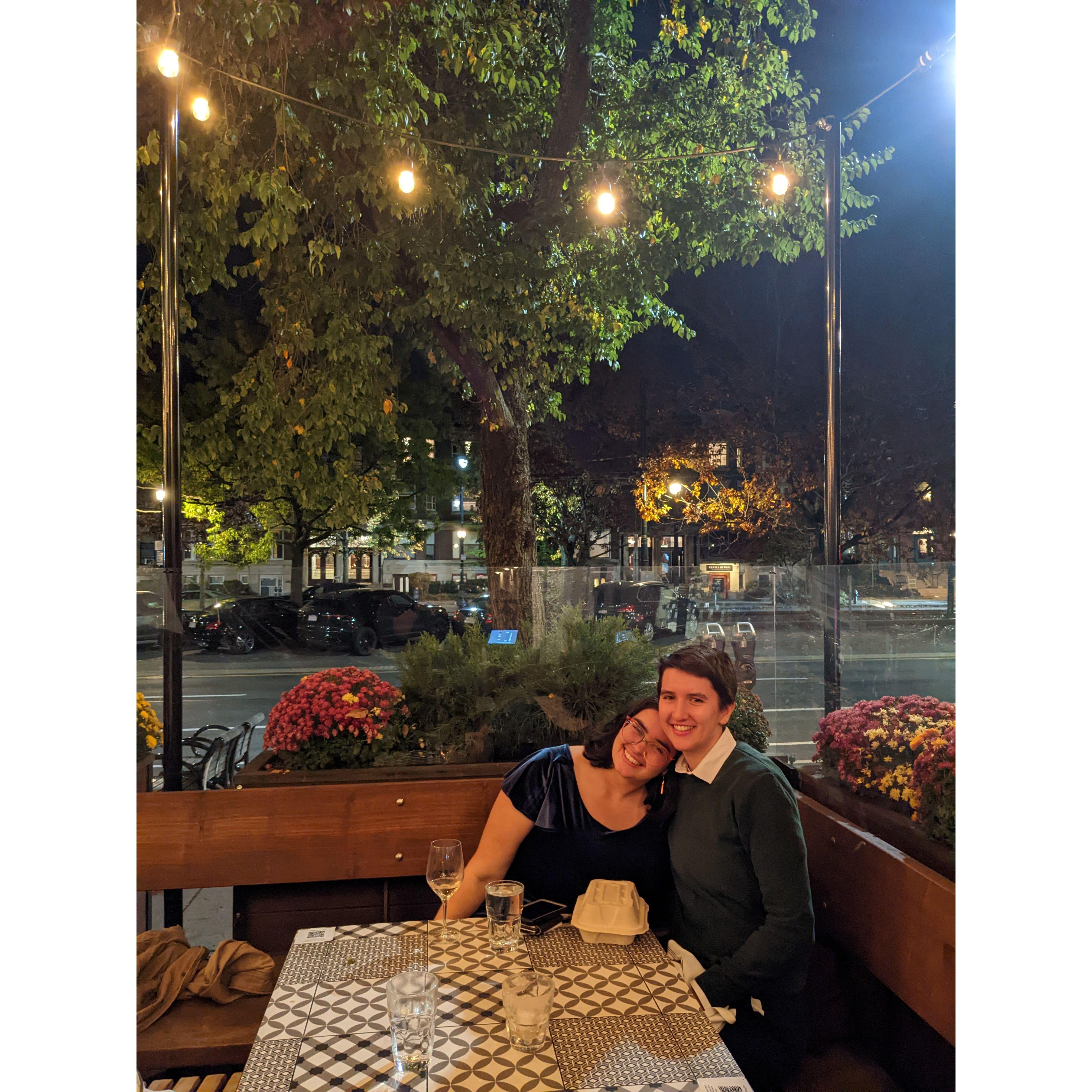 Four-year anniversary dinner, fall 2022