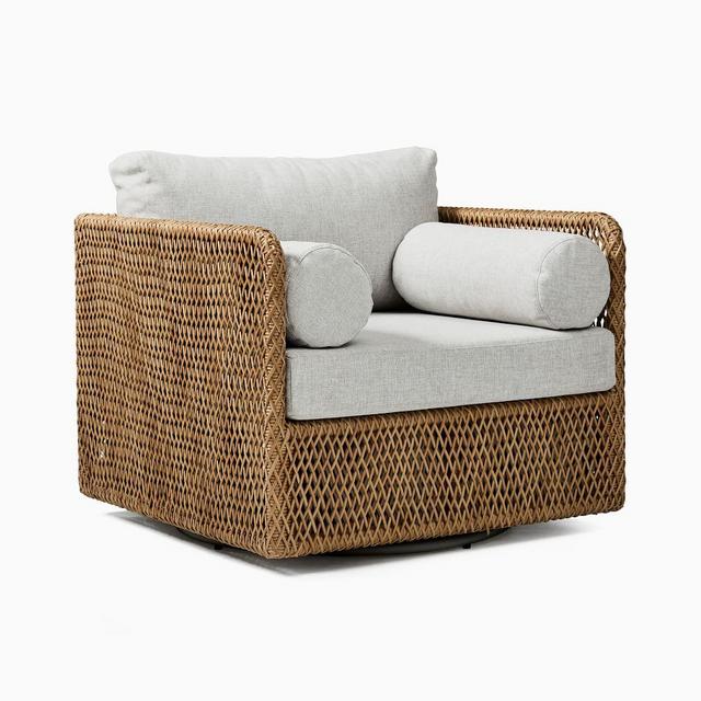 Coastal Swivel Chair, Swivel Chair, All Weather Wicker, Natural