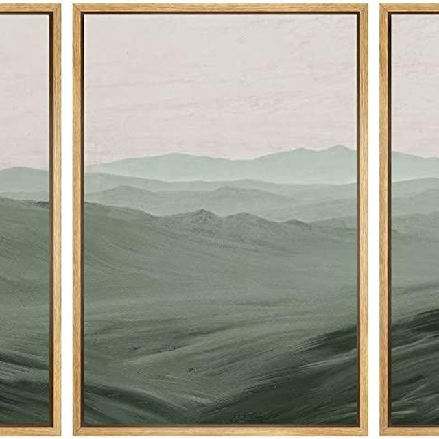 SIGNWIN Framed Canvas Print Wall Art Set Rolling Green Mountain Hill Environment Nature Wilderness Photography Modern Art Chic Landscape for Living Room, Bedroom, Office - 16"x24"x3 Natural