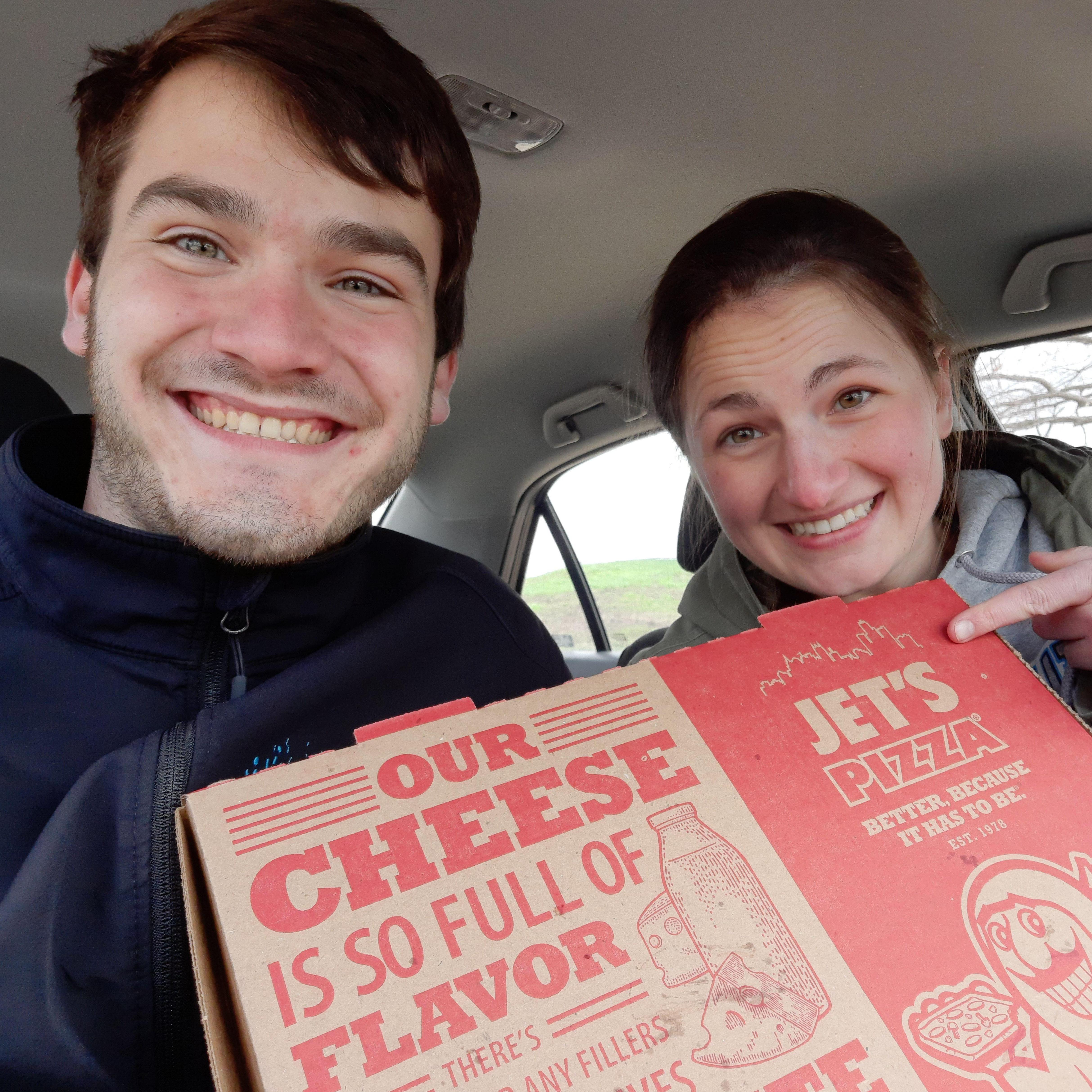 Our favorite Wheaton date... Jet's pizza! We can eat an 8-corner pizza in one sitting.